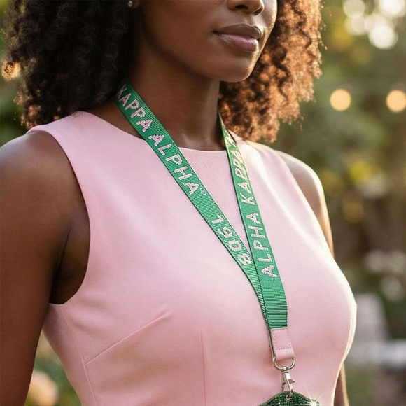 AKA Green Canvas Lanyard ID Badge Clip Women - Picture 2 of 4